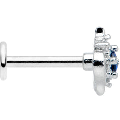 16G 5/16 Clear Blue Gem Oval Swirl Labret Monroe Tragus