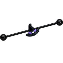 14G Black Purple Band Witch Hat Halloween Industrial Barbell 38mm