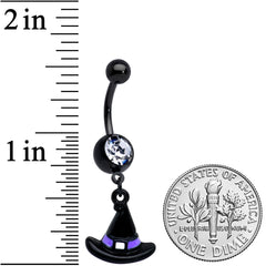 Purple Gem Black Witch Spider Spiral Halloween Belly Ring Set of 3