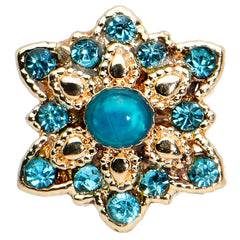 16G 5/16 Aqua Gem Gold Tone Snowflake Christmas Labret Tragus