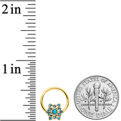 16G 3/8 Aqua Gem Gold Tone Snowflake Christmas BCR Captive Ring