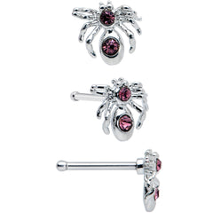 20G 1/4 Pink Gem Spider Witch Halloween Nose Bone Set of 3