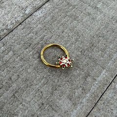 16G 3/8 Aurora Gem Gold Tone Christmas Star Hinged Segment Ring