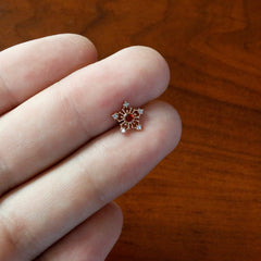 16G 5/16 Red Gem Rose Gold Tone Texture Snowflake Labret Tragus