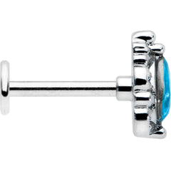 16G 5/16 Blue Gem Art Deco Oval Labret Monroe Tragus