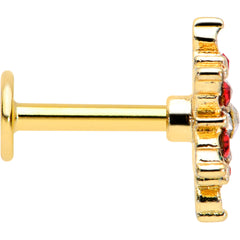 16G 1/4 Red Aurora Gem Gold Tone Christmas Star Labret Tragus