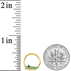 16G 3/8 Gold Tone Hungry Green Alligator Hinged Segment Ring