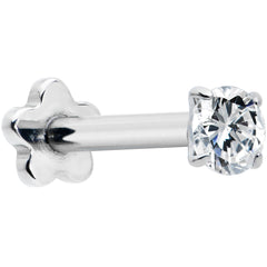 16G 5/16 Clear CZ G23 Titanium Threadless Flower Labret Tragus