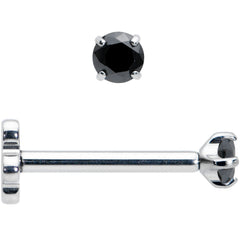 18G 5/16 Black CZ G23 Titanium Threadless Flower Labret Tragus