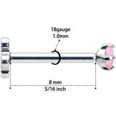 18G 5/16 Pink CZ Gem G23 Titanium Threadless Flower Labret Tragus