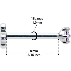 18G 5/16 Vitrail CZ G23 Titanium Threadless Flower Labret Tragus