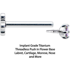18G 5/16 Vitrail CZ G23 Titanium Threadless Flower Labret Tragus