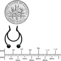 Black Horseshoe Ball Fake Septum Ring Nipple and Clip on Earring
