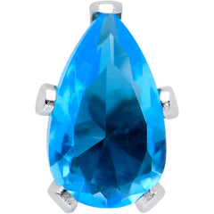 CZ Teardrop Aqua Stainless Steel Stud Earrings 3mm to 7mm