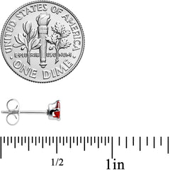 Red CZ Teardrop Stainless Steel Stud Earrings 3mm to 7mm