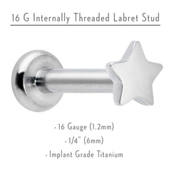 16G 1/4 G23 Titanium Super Star Internal Thread Labret Monroe Tragus