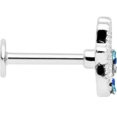 16G 5/16 Clear Blue Gem Texture Hamsa Labret Monroe Tragus