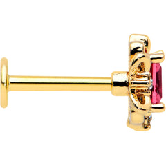 16G 5/16 Red Gem Gold Tone Regal Escutcheon Labret Monroe Tragus