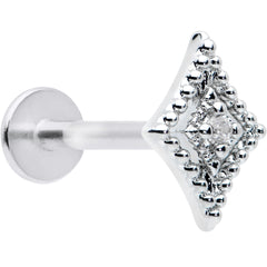 16G 5/16 Clear Gem Deco Textured Rhombus Labret Monroe Tragus