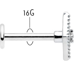 16G 5/16 Clear Gem Deco Textured Rhombus Labret Monroe Tragus