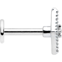 16G 1/4 Clear Gem Deco Textured Rhombus Labret Monroe Tragus