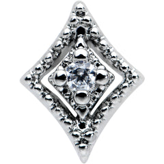 20G 7mm Clear CZ Gem Deco Texture Rhombus L Shape Nose Ring