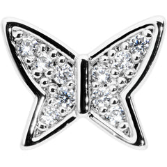 16G 1/4 Clear CZ Gem Butterfly Internally Threaded Labret Tragus