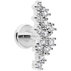 16G 1/4 Clear CZ Gem Texture Arc Internal Thread Labret Tragus