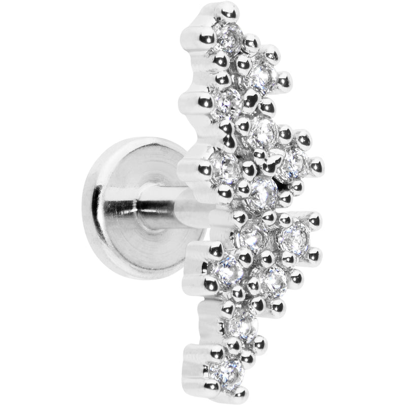 16G 1/4 Clear CZ Gem Texture Arc Internal Thread Labret Tragus