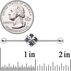 14G Clear Gem Floral Rhombus Baroque Industrial Barbell 38mm