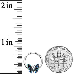 16G 3/8 Aurora Gem Colorful Glam Butterfly Hinged Segment Ring