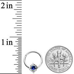 16G 3/8 Clear Blue Gem Oval Swirl Hinged Segment Ring