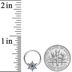 16G 3/8 Clear Blue Gem Festive Snowflake BCR Captive Ring