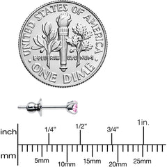 3mm Pink CZ Gem Implant Grade Titanium Stud Earrings