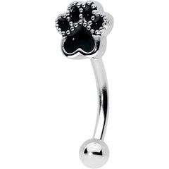 16G 5/16 Textured Black Paw Print Curved Eyebrow Ring