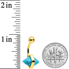 Gold Tone Turquoise Rhombus Belly Ring