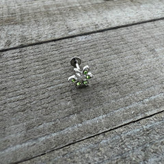 16G 5/16 Green Gem Textured Pot Leaf Labret Monroe Tragus