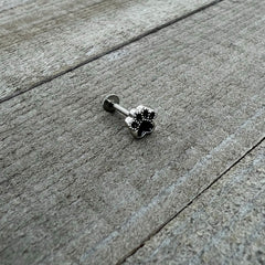 16G 5/16 Textured Black Paw Print Labret Monroe Tragus