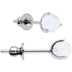 4mm Light Rose Quartz Stone Implant Grade Titanium Stud Earrings
