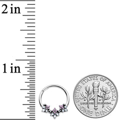 16G 3/8 Pink White Abstract Leaf Hinged Segment Ring