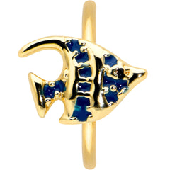 20G 5/16 Gold Tone Blue Adorable Angelfish Nose Hoop