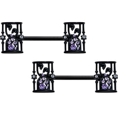 14G 9/16 Clear Purple Gem Black Gothic Hourglass Nipple Ring Set