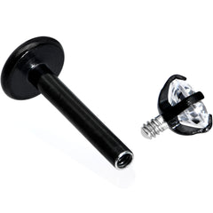16G 5/16 Clear Gem Black Round End Internally Threaded Labret Tragus