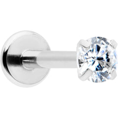 16G 5/16 Clear Gem Round End Internally Threaded Labret Tragus