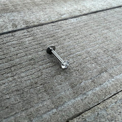16G 5/16 Clear Gem Round End Internally Threaded Labret Tragus