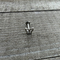 16G 5/16 Clear Gem Butterfly Internally Threaded Labret Tragus
