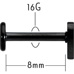 16G 5/16 Black Simple Heart Internally Threaded Labret Tragus