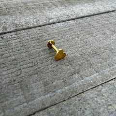 16G 5/16 Gold Tone Simple Heart Internally Threaded Labret Tragus