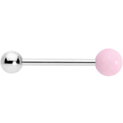 Pink Rose Quartz End Barbell Tongue Ring