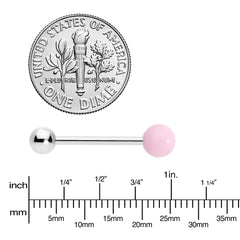 Pink Rose Quartz End Barbell Tongue Ring